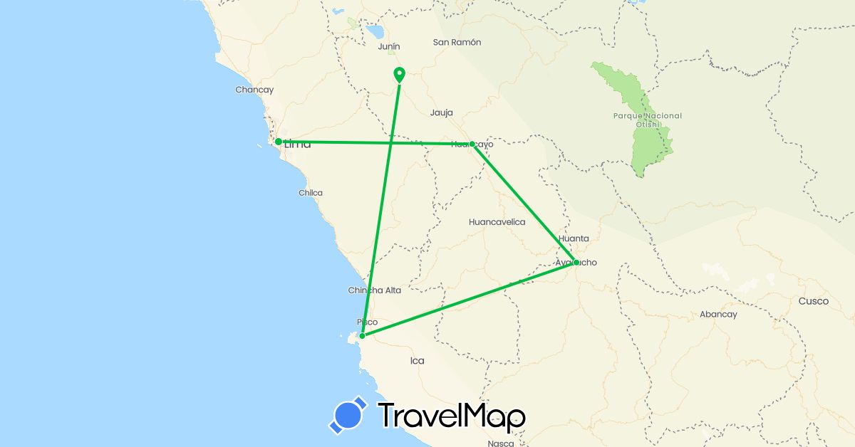 TravelMap itinerary: bus in Peru (South America)